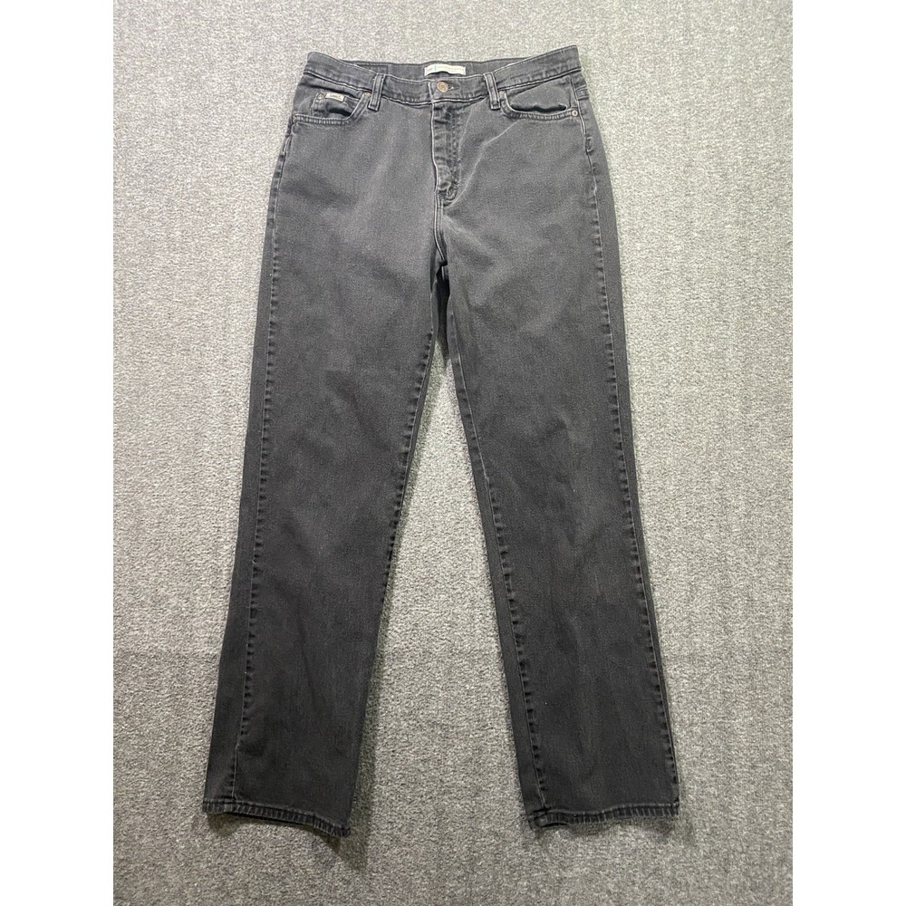 Lee Relaxed Straight Leg Black Jeans Womens 10 Long High Rise Stretch 3051802